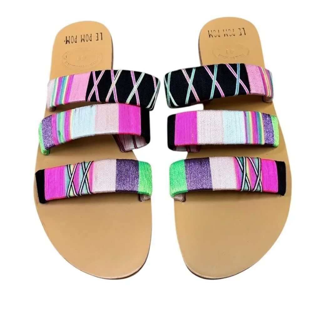 Le Pom Pom ARLENE 3 STRAND SANDALS NWOT Size 41 / 11
